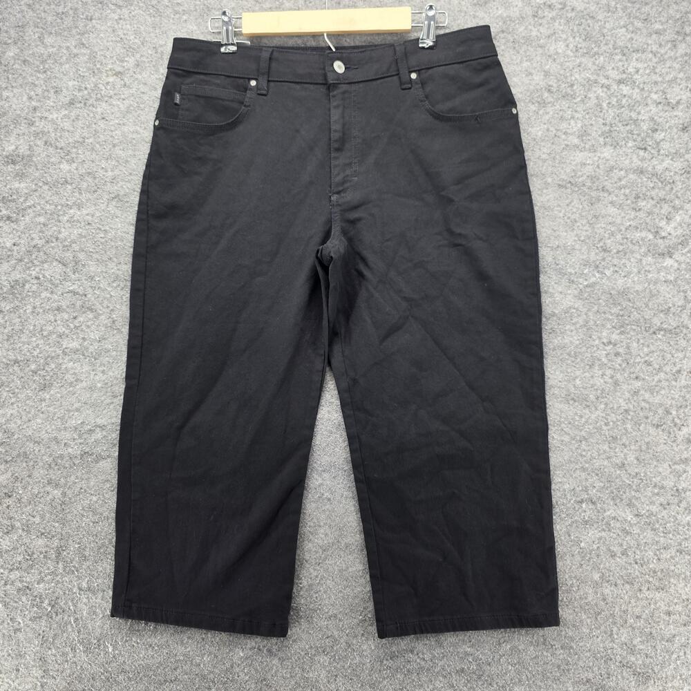 Lee Jeans Womens 14 Medium Black Relaxed Fit Mid Rise Stretch Cropped Capri